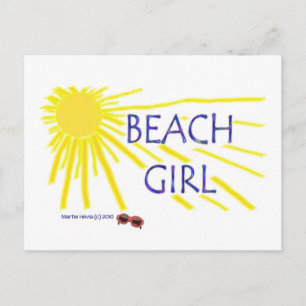 Beach Girl Sun Carte postale Blue Beach Song™