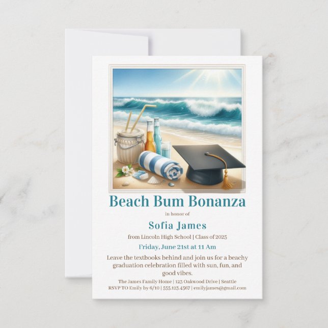 Beach Graduation Party Invitation (Devant)