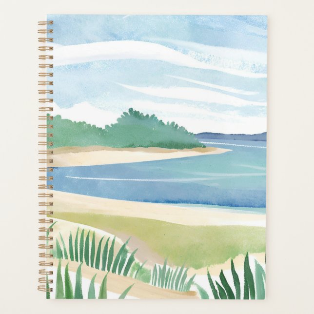 Beach Grass Bay | Watercolor Ocean Coastal Sea (Devant)