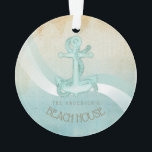 Beach House Ancre nautique et corde Aqua ID623<br><div class="desc">Ce design d'ornement acrylique dans les couleurs douces de la mer et du sable vous permet d'ajouter facilement votre propre nom et texte en utilisant le modèle fourni. L'image simple de l'ancre et de la corde sur un arrière - plan d'aquarelle en détresse est mise en évidence par un accent...</div>