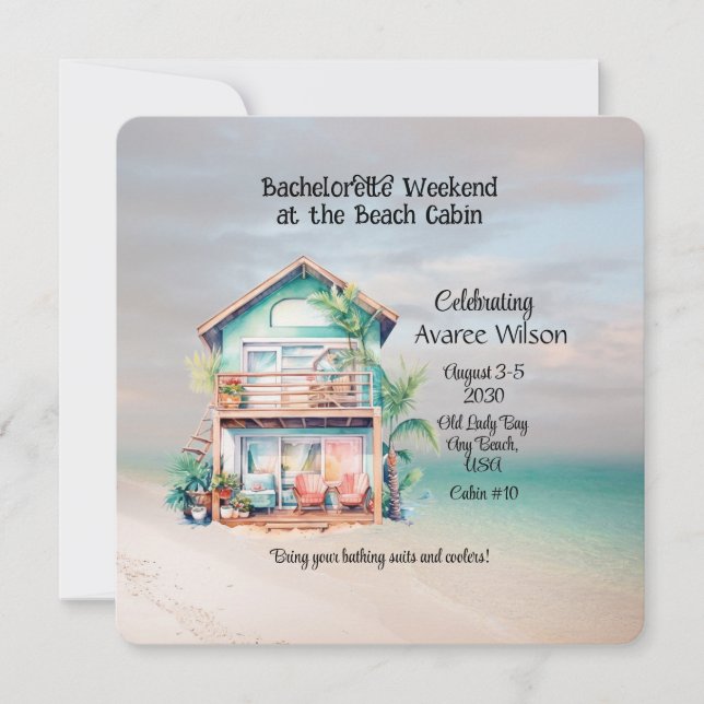 Beach House Bachelorette Party Invitation (Devant)