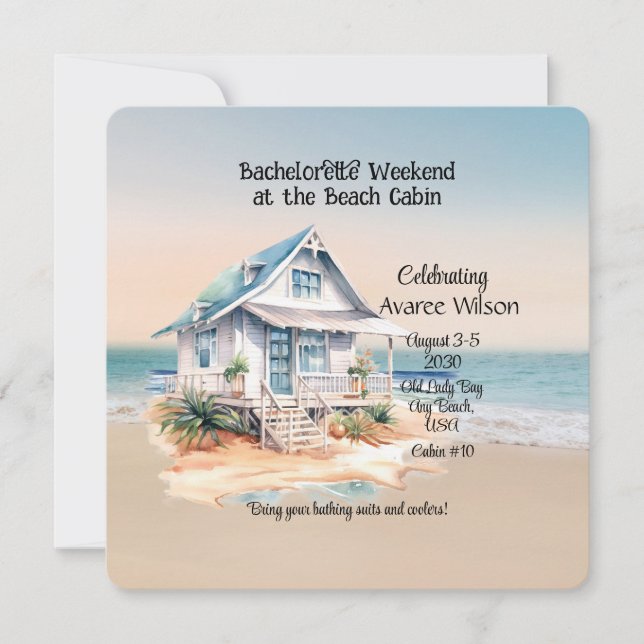 Beach House Bachelorette Party Invitation (Devant)