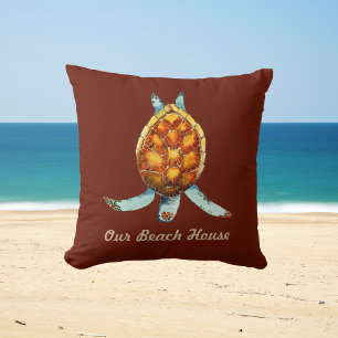 Beach House Coussin avec la tortue de mer plongée
