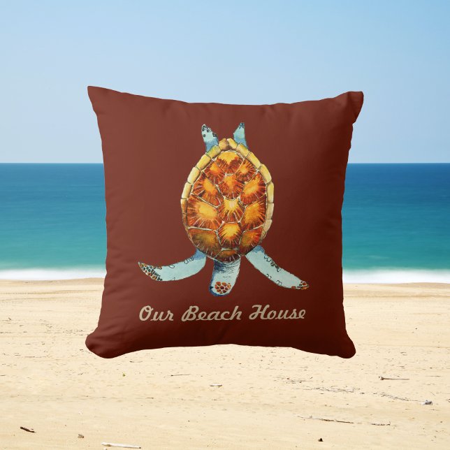 Beach House Coussin avec la tortue de mer plongée  (Créateur téléchargé)