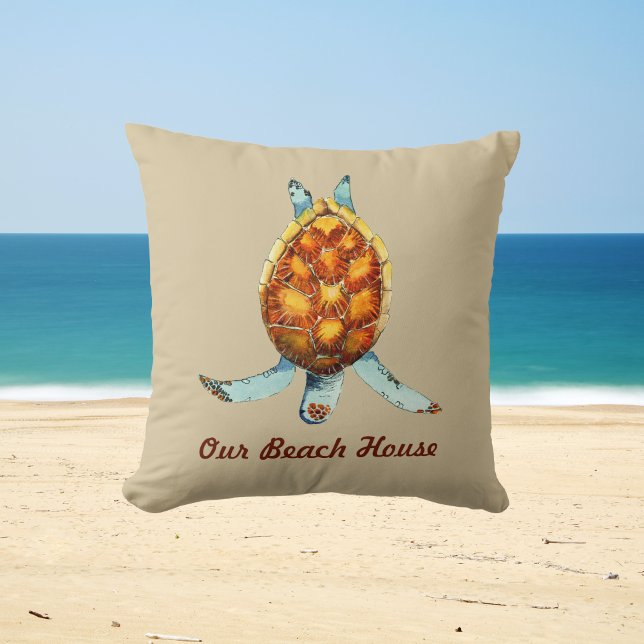 Beach House Coussin avec plongée tortue de mer sur (Créateur téléchargé)