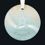 Beach House Nautical Starfish Aqua Blue ID623<br><div class="desc">Ce design d'ornement acrylique dans les couleurs douces de la mer et du sable vous permet d'ajouter facilement votre propre nom et texte en utilisant le modèle fourni. L'image simple de l'étoile de mer sur un arrière - plan d'aquarelle en détresse est mise en évidence par un accent de vague...</div>
