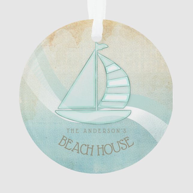 Beach House Nautical Voilier Aqua Blue ID623 (dos)