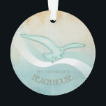 Beach House Seagull Aqua Blue ID623<br><div class="desc">Ce design d'ornement acrylique dans les couleurs douces de la mer et du sable vous permet d'ajouter facilement votre propre nom et texte en utilisant le modèle fourni. L'image simple de mouette sur un arrière - plan d'aquarelle en détresse est mise en évidence par un accent de vague dans l'eau...</div>