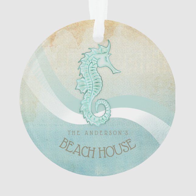 Beach House Seahorse Aqua Blue ID623 (dos)