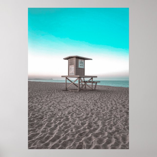 Beach Hut Ocean Beach Palm Photoster Poster (Devant)