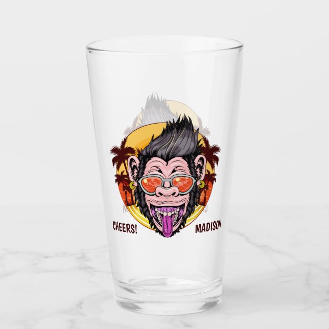 Beach Monkey nom personnalisé verre abattu (Devant)