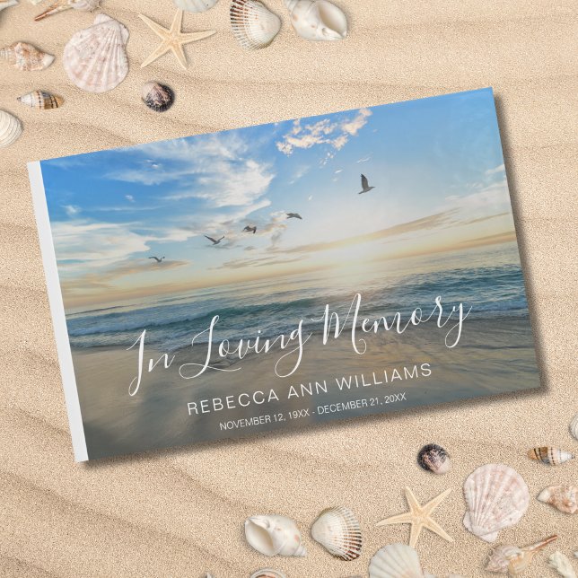 Beach Ocean Photo Memorial ou funéraire livre d'in (Beach Memorial Guest Book)