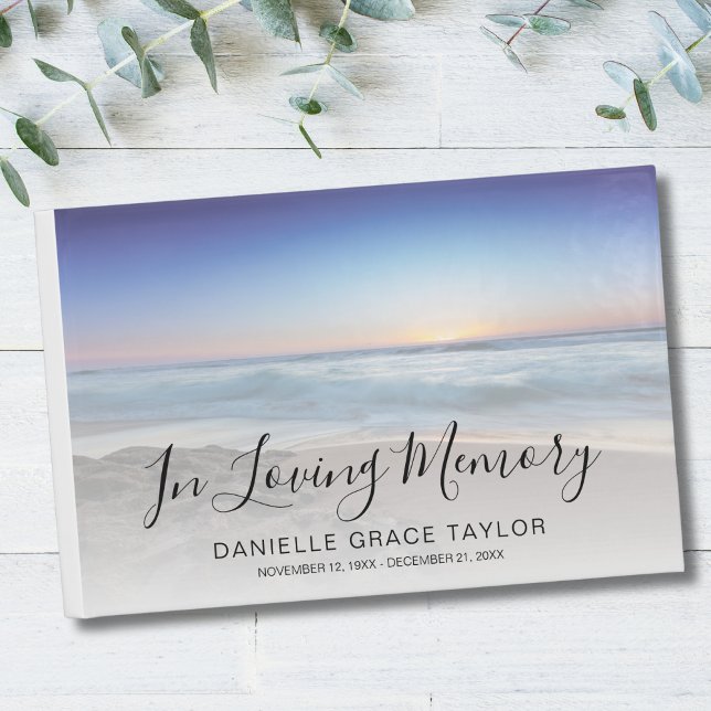 Beach Ocean Photo Memorial ou funéraire livre d'in (Beach Memorial Guest Book)