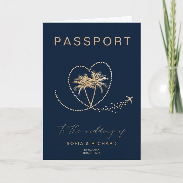 Beach Palm Mariage Destination Passport Carte du m (Devant)