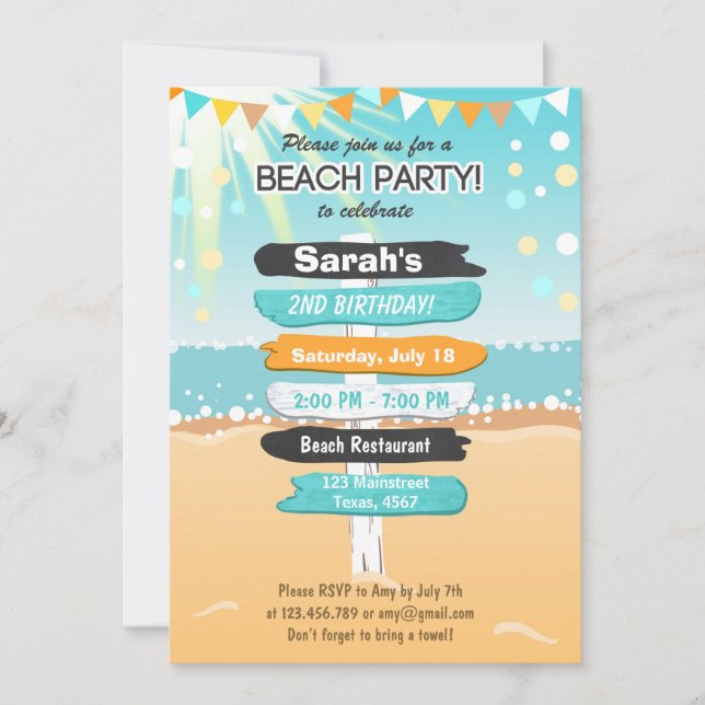 Beach Party Beach invitation (Devant)