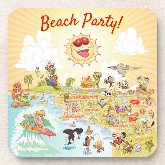Beach Party California Plastic Dessous de verre (Devant)