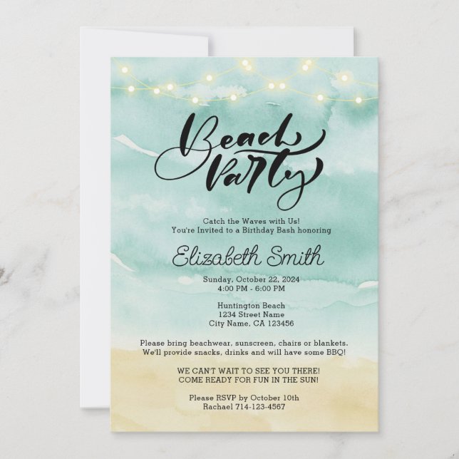Beach Party Digital Invitation Card (Devant)