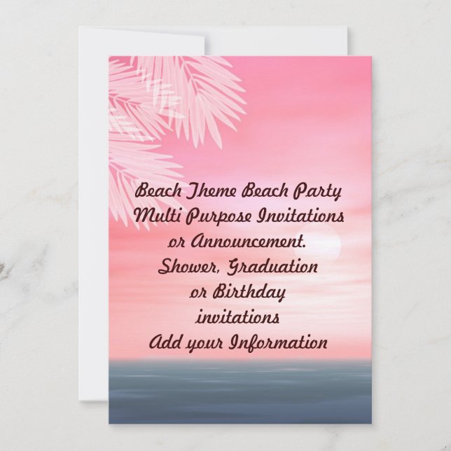 Beach Party Invitation multi-usage Faire-part (Devant)