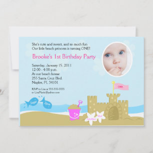 Beach Party Sand Castle 5x7 PHOTO Invitation