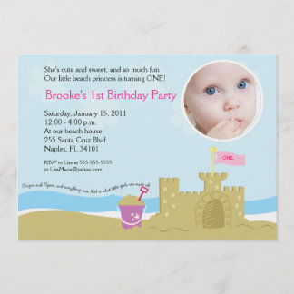 Beach Party Sand Castle 5x7 PHOTO Invitation