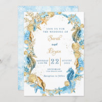 Beach Sand Elegant Faire-part de mariage Turquoise