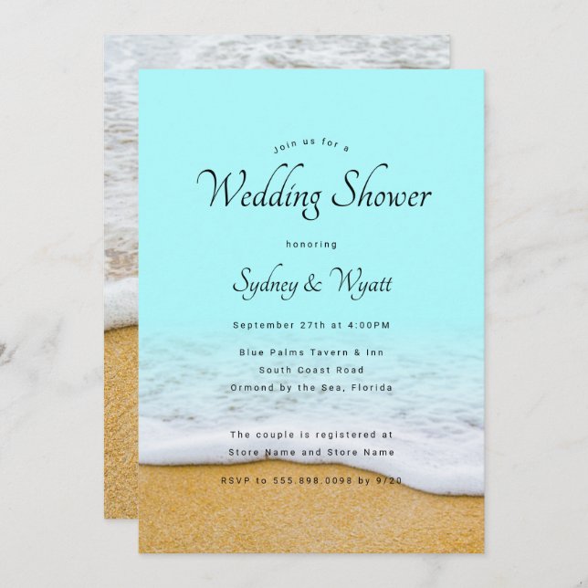 Beach Sand n Surf Wedding shower Invitations (Devant / Derrière)