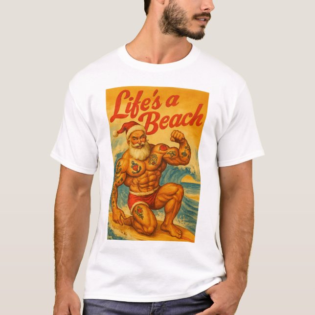 Beach Santa Gay T-Shirt | Gay Shirt for Men | LGBT (Devant)