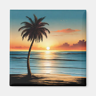 Beach Scene Refrigerator Magnet - Coastal Charm De
