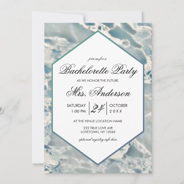 Beach Sea Glass Aqua Bachelorette Party Invitation (Devant)