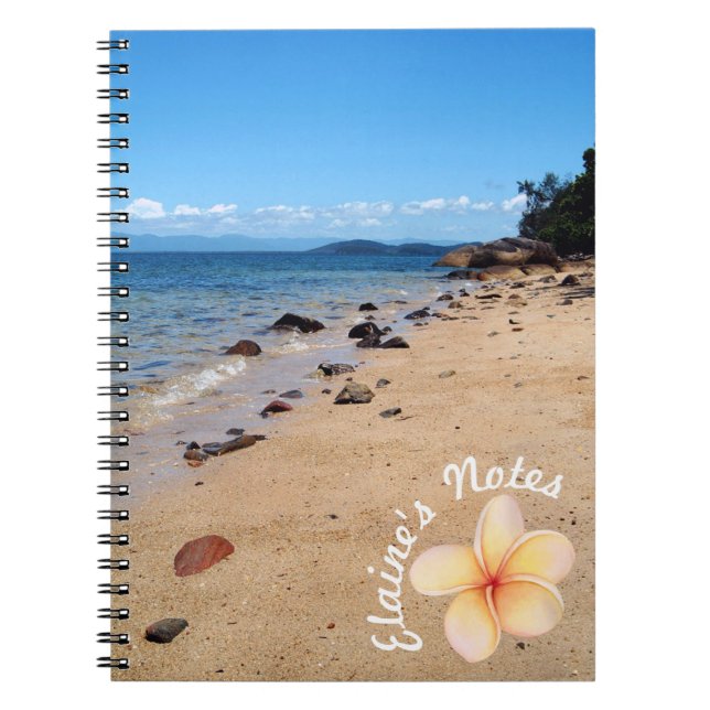 Beach Sea Shells Frangipani Nom Spiral Note Livre (Devant)