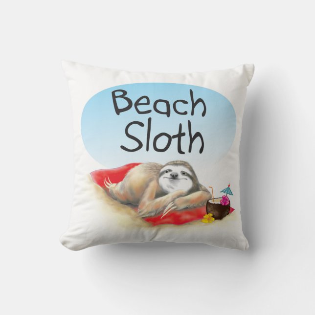 Beach Sloth Coussin (Recto)