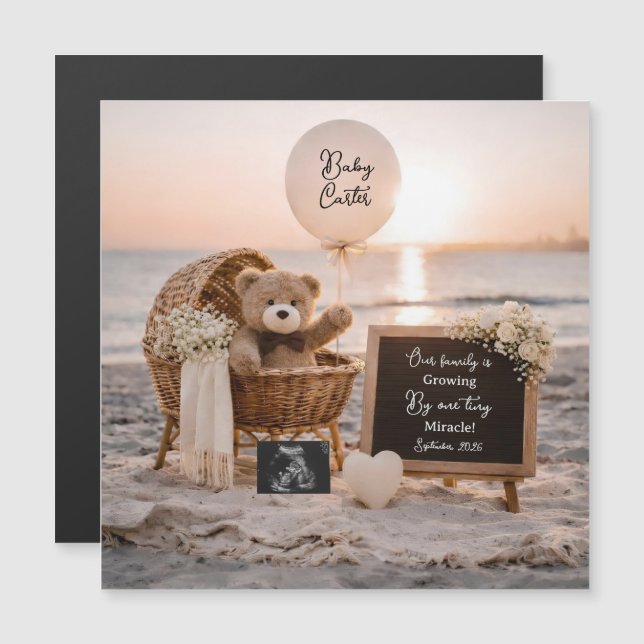 beach sunset pregnancy announcement teddy keepsake (Devant / Derrière)