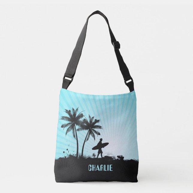 Beach Surfer sacs personnalisés nom (Devant)