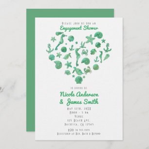 Beach Things Aquarelle verte Invitations modernes
