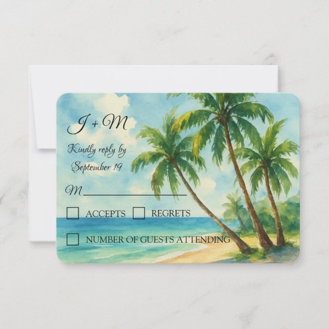 Beach Tropical Island Mariage d'été RSVP (Devant)