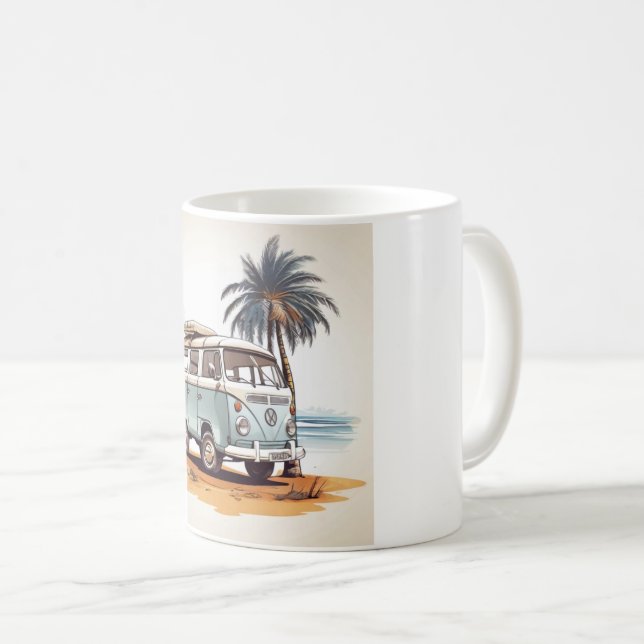  Beach Vibes Kombi Mug - Retro Surfing Serenity (Devant droit)