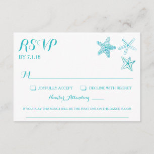 Beach Watercolor Starfish Wedding Carte RSVP avec