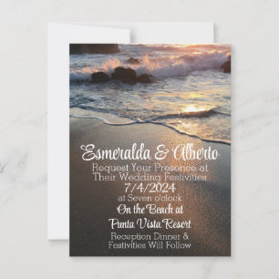 Beach Waves Coastal Destination Mariage Invitation