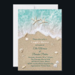 Beach Waves & Starfish Invitation de douche de cou<br><div class="desc">Le type profond turquoise accentue cette invitation à la douche de Couple sur un arrière - plan de vagues turquoise de l'océan, de sable de plage, de coquillages, d'étoiles de mer et de dollars de sable, ce qui en fait l'endroit idéal pour la fête à thème plage, tropicale ou destination.L'arrière...</div>