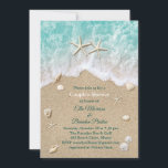 Beach Waves & Starfish Invitation de douche de cou<br><div class="desc">Le type profond turquoise accentue cette invitation à la douche de Couple sur un arrière - plan de vagues turquoise de l'océan, de sable de plage, de coquillages, d'étoiles de mer et de dollars de sable, ce qui en fait l'endroit idéal pour la fête à thème plage, tropicale ou destination.L'arrière...</div>