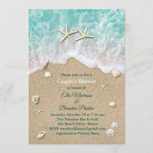 Beach Waves & Starfish Invitation de douche de cou