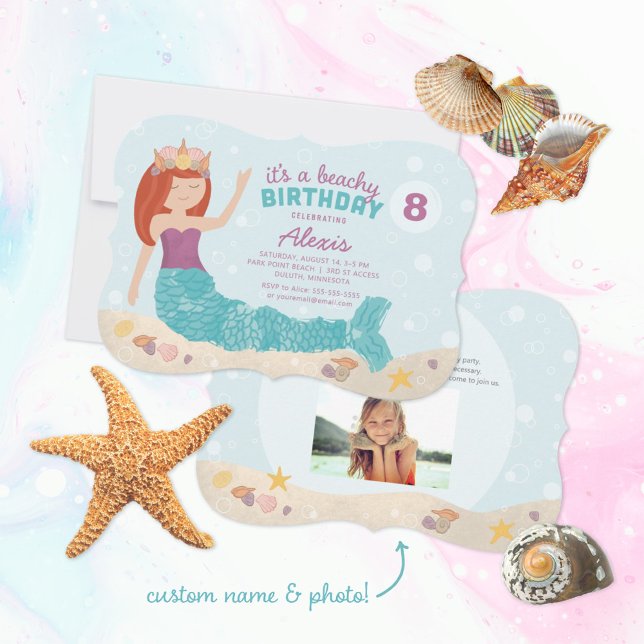 Beachday Mermaid Invitation Purple Turquoise (Créateur téléchargé)