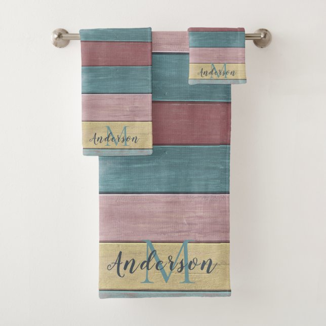 Beachy Nautical Rustic Bois muet rayures (En situation)