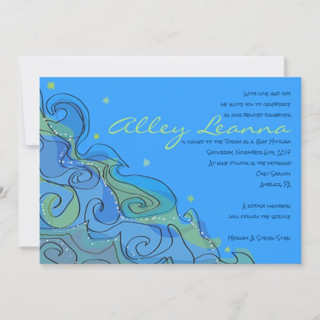 BEACHY WAVE Bar Invitation Bat mitzvah (Devant)