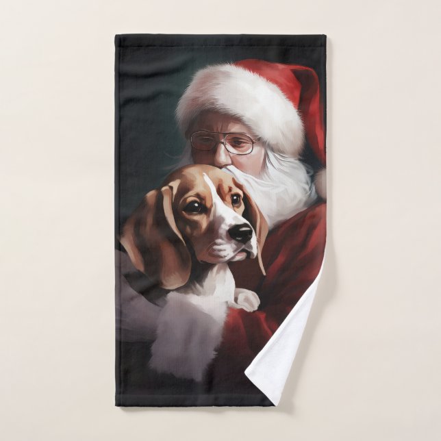 Beagle avec le Père Noël Festif Noël (Serviette à main)