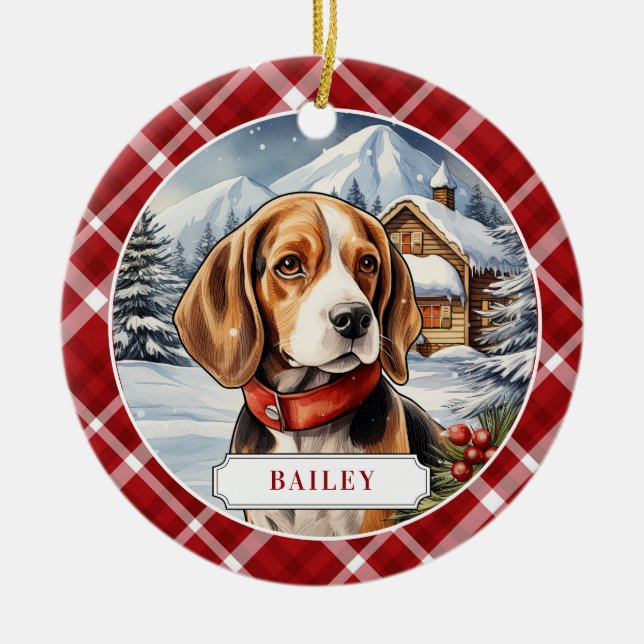 Beagle Cercle en céramique ornement (Devant)