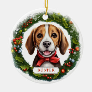 Beagle Cercle en céramique ornement