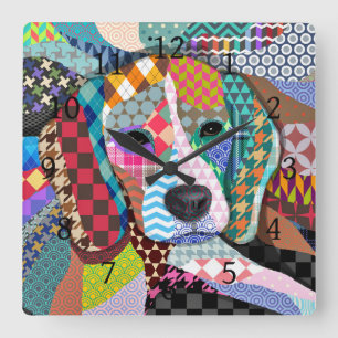Beagle Chien 161 Carré Horloge murale
