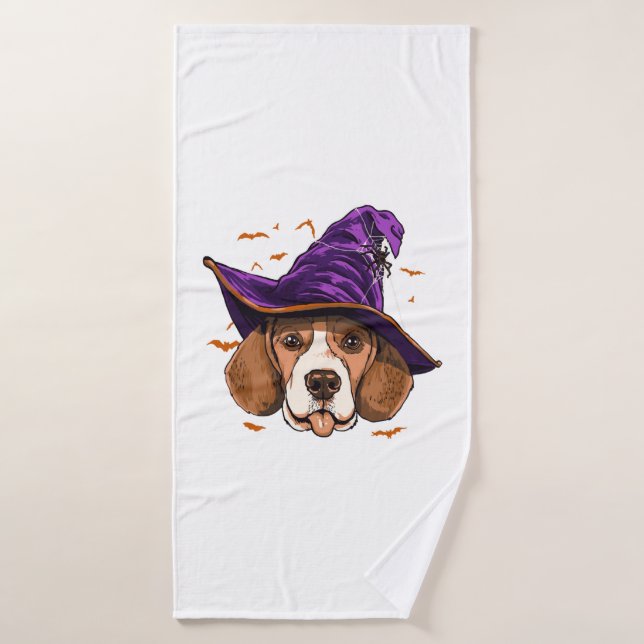 Beagle Chien sorcier Funny Halloween Amoureux des  (Serviette de bain)