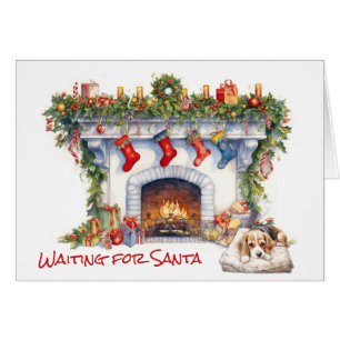 Beagle chiot foyer de Noël attendre Père Noël